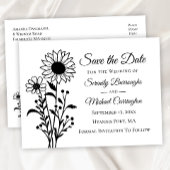 Elegante Bloemen Zwart Wit Huwelijk Save The Date Briefkaart