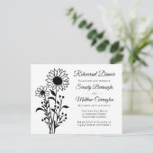 Elegante Bloemen Zwart Wit Repetitie diner Uitnodiging Briefkaart (Staand voorkant)