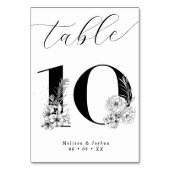 Elegante Bloemen Zwart & Wit Tafel 10 Kaart (Achterkant)