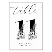 Elegante Bloemen Zwart & Wit Tafel 11 Kaart (Achterkant)