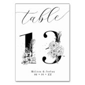 Elegante Bloemen Zwart & Wit Tafel 13 Kaart (Achterkant)