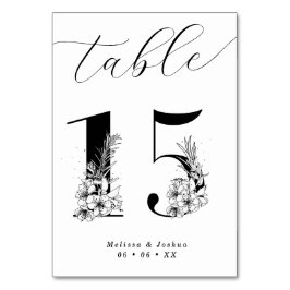 Elegante Bloemen Zwart & Wit Tafel 15 Kaart