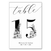 Elegante Bloemen Zwart & Wit Tafel 15 Kaart (Achterkant)