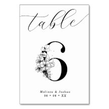 Elegante Bloemen Zwart & Wit Tafel 6