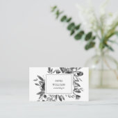 Elegante bloemen zwart wit waterverf chic modern visitekaartje (Staand voorkant)
