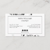 Elegante bloemen zwart wit waterverf chic modern visitekaartje (Achterkant)