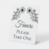 Elegante Bloemen Zwart Wit Zonnebloem Wedding Favo Reclamebord Met Voetstuk (Voorkant)