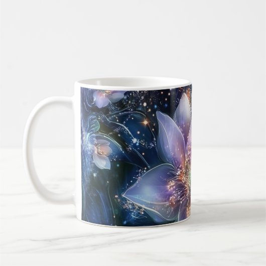 Elegante Bloemen Zwarte Koffie Mok (Links)
