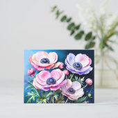 Elegante bloemenanemoon briefkaart (Staand voorkant)