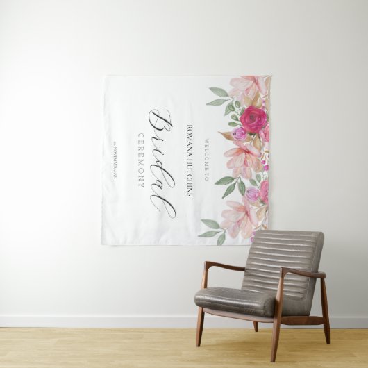Elegante bloemenaquarel handgeschilderd wandkleed (In Situ (horizontaal))