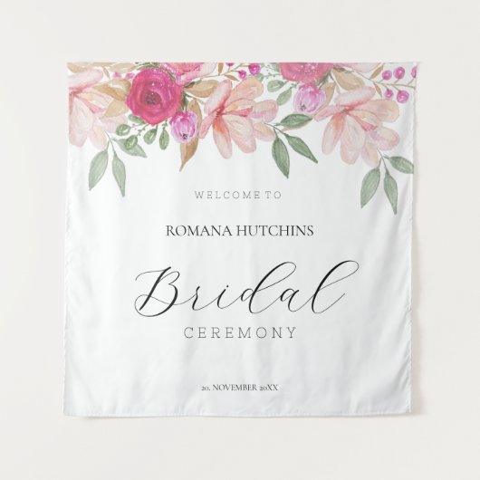 Elegante bloemenaquarel handgeschilderd wandkleed (Voorkant)