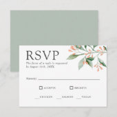 Elegante Bloemenaquarel RSVP met Menu Keuze (Voorkant / Achterkant)