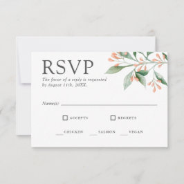 Elegante Bloemenaquarel RSVP met Menu's