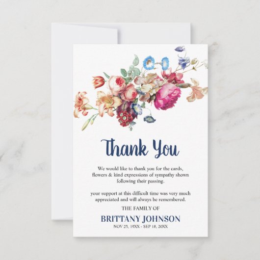 Elegante  bloemenbegrafenis | Sympathie Bedankkaart (Voorkant)