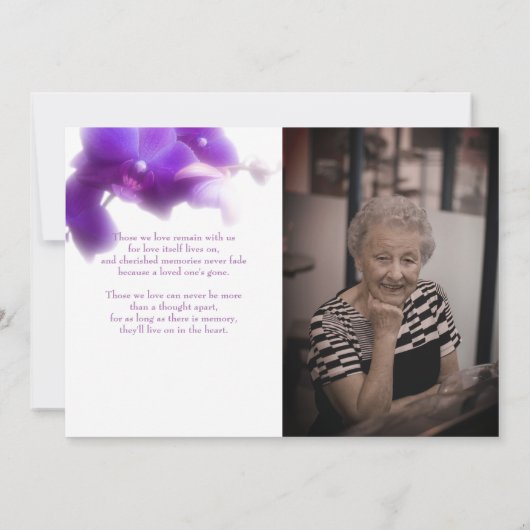 Elegante bloemenbegrafenisfoto aankondiging (Achterkant)