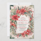 Elegante bloemenbessen Kerstgeïnspireerde bruiloft Kaart (Voorkant)