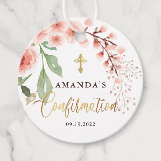 Elegante bloemenbevestiging bedankjes labels (Voorkant)