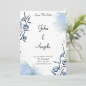 Elegante bloemenbewaar de datum wieden uitnodiging (Staand voorkant)