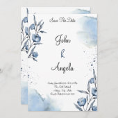 Elegante bloemenbewaar de datum wieden uitnodiging (Voorkant / Achterkant)