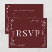 Elegante Bloemenblad Classic Wedding RSVP Kaartje (Voorkant / Achterkant)