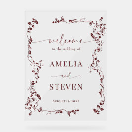 Elegante Bloemenblad Klassieke bruiloft Acryl Bord