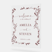 Elegante Bloemenblad Klassieke bruiloft Acryl Bord (Hoek)