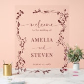 Elegante Bloemenblad Klassieke bruiloft Acryl Bord (Huwelijk)