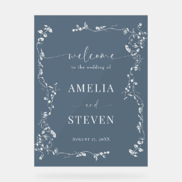 Elegante Bloemenblad Klassieke bruiloft Acryl Bord