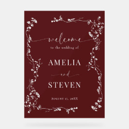 Elegante Bloemenblad Klassieke bruiloft Acryl Bord