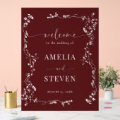 Elegante Bloemenblad Klassieke bruiloft Acryl Bord (Huwelijk)