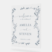 Elegante Bloemenblad Klassieke bruiloft Acryl Bord (Hoek)