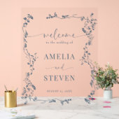 Elegante Bloemenblad Klassieke bruiloft Acryl Bord (Huwelijk)