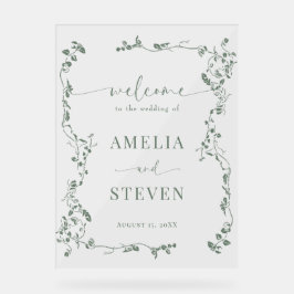 Elegante Bloemenblad Klassieke bruiloft Acryl Bord