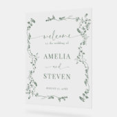 Elegante Bloemenblad Klassieke bruiloft Acryl Bord (Hoek)