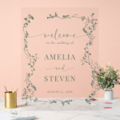 Elegante Bloemenblad Klassieke bruiloft Acryl Bord (Huwelijk)