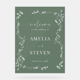 Elegante Bloemenblad Klassieke bruiloft Acryl Bord