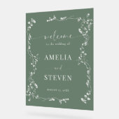 Elegante Bloemenblad Klassieke bruiloft Acryl Bord (Hoek)