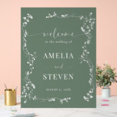 Elegante Bloemenblad Klassieke bruiloft Acryl Bord (Huwelijk)