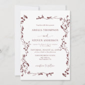 Elegante Bloemenblad Klassieke bruiloft Kaart (Voorkant)