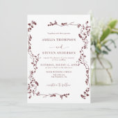 Elegante Bloemenblad Klassieke bruiloft Kaart (Staand voorkant)