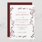 Elegante Bloemenblad Klassieke bruiloft Kaart (Voorkant / Achterkant)