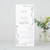 Elegante Bloemenblad Klassieke bruiloft Menu (Staand voorkant)