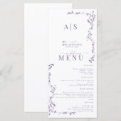 Elegante Bloemenblad Klassieke bruiloft Menu (Voorkant / Achterkant)