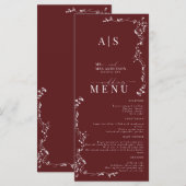 Elegante Bloemenblad Klassieke bruiloft Menu (Voorkant / Achterkant)