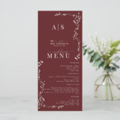 Elegante Bloemenblad Klassieke bruiloft Menu (Staand voorkant)