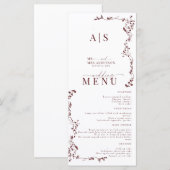 Elegante Bloemenblad Klassieke bruiloft Menu (Voorkant / Achterkant)