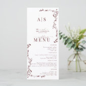 Elegante Bloemenblad Klassieke bruiloft Menu (Staand voorkant)