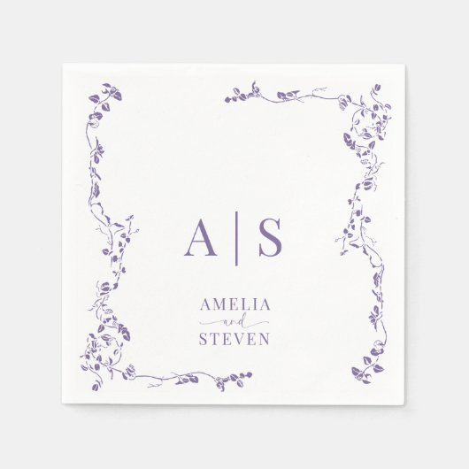 Elegante Bloemenblad Klassieke bruiloft Servet (Voorkant)