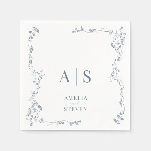 Elegante Bloemenblad Klassieke bruiloft Servet (Voorkant)
