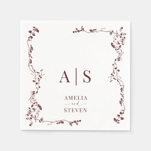 Elegante Bloemenblad Klassieke bruiloft Servet (Voorkant)
